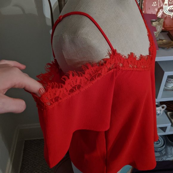 Red Cold Shoulder Top - Picture 2 of 4